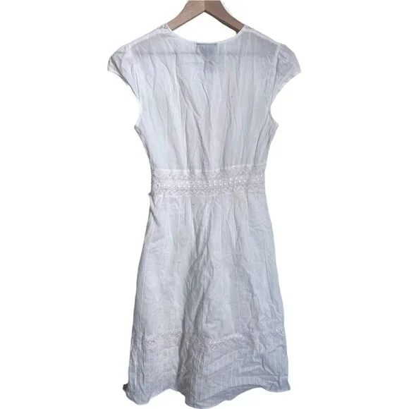 BCBGMAXAZRIA White Cotton Eyelet Lace Dress Size 6 - Picture 3 of 5